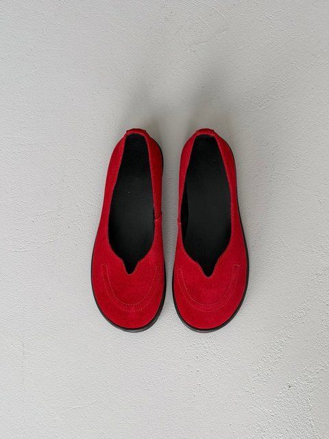 Анатомічні балетки barefoot замшеві червоні 11066-122657 фото